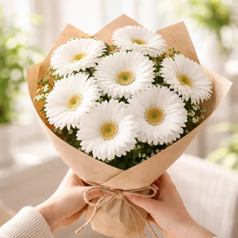 Gerbera - vit - bild 3