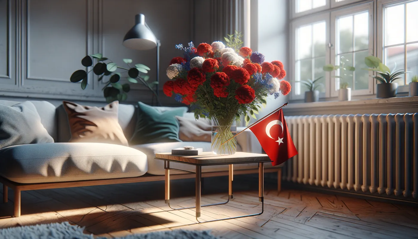 Skicka blommor till Turkiet - blombukett inspirerad av Turkiets flaggfärger