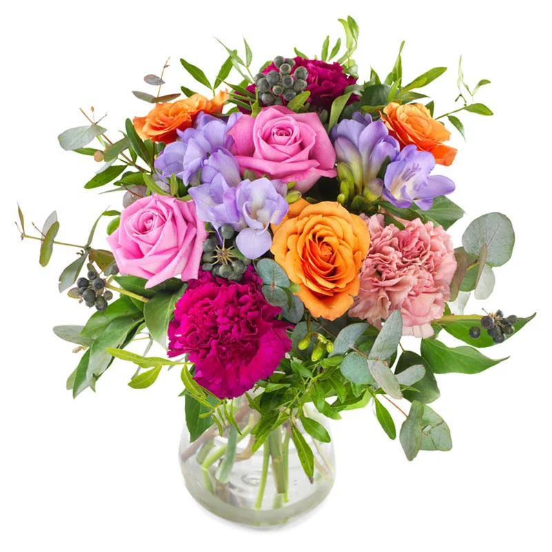 Vårbukett med färgglada blommor - skicka blommor online
