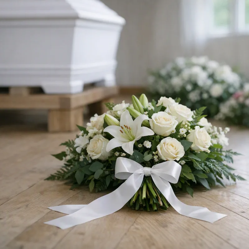 Begravningsbukett med vita blommor